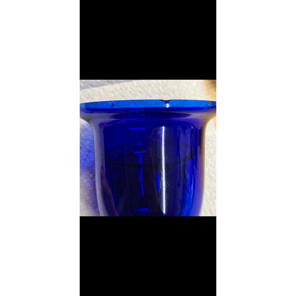 Cobalt Blue Glass Candle Holders Set of 2 Metal Stand Decorative Home Decor - Picture 12 of 12